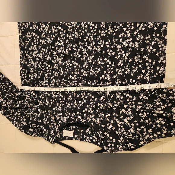 MELLODAY Blouse, Black & White Floral Pattern, Long Sleeve, Size XXL - Picture 10 of 12